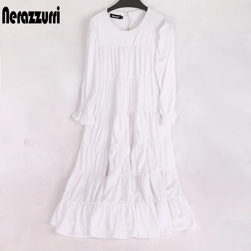 Nerazzurri Velvet Dress - Black White 3/4 Puff Sleeve