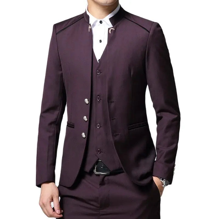 Blue Slim Fit Men's 3-Piece Suit - Spring/Autumn