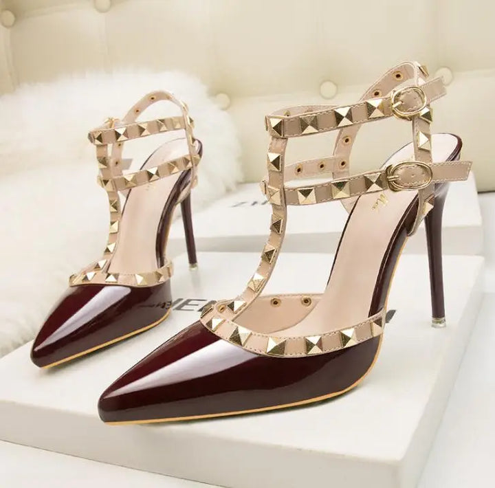 Sexy Roman Style Rivet Sandals - 10CM Stiletto Heels - Waterproof Platform - PU Material - ZWM-9616-56ZWM
