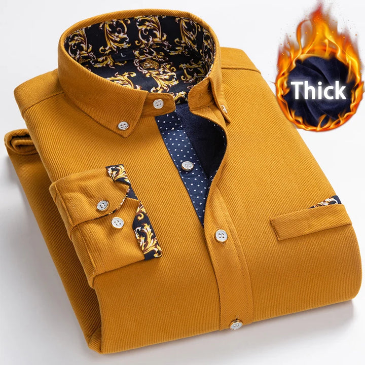 Men's Winter Warm Plaid Shirt - Plus Velvet, Long Sleeve, Sizes M-5XL