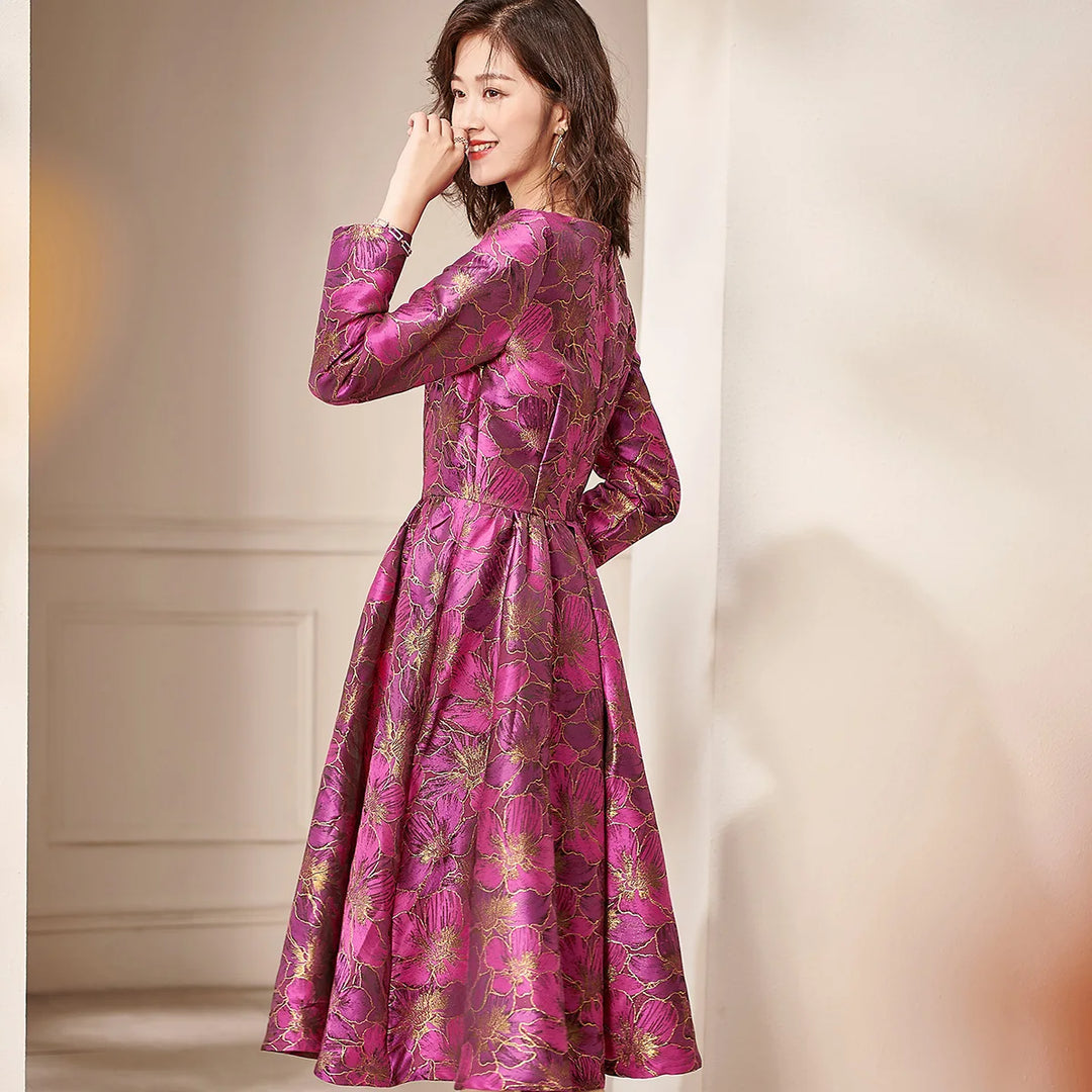 Chic Jacquard Dress for Women - England Style Ball Gown HT1137