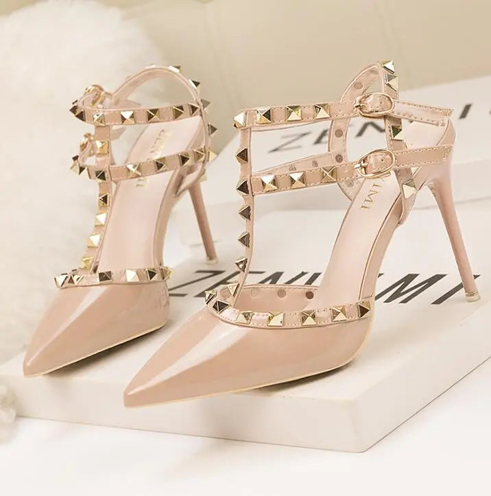 Sexy Roman Style Rivet Sandals - 10CM Stiletto Heels - Waterproof Platform - PU Material - ZWM-9616-56ZWM