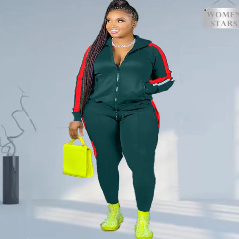 2021 Plus Size Fall Clothes for Women - 2 Piece Sweatsuit Ensemble - Wholesale Dropshipping