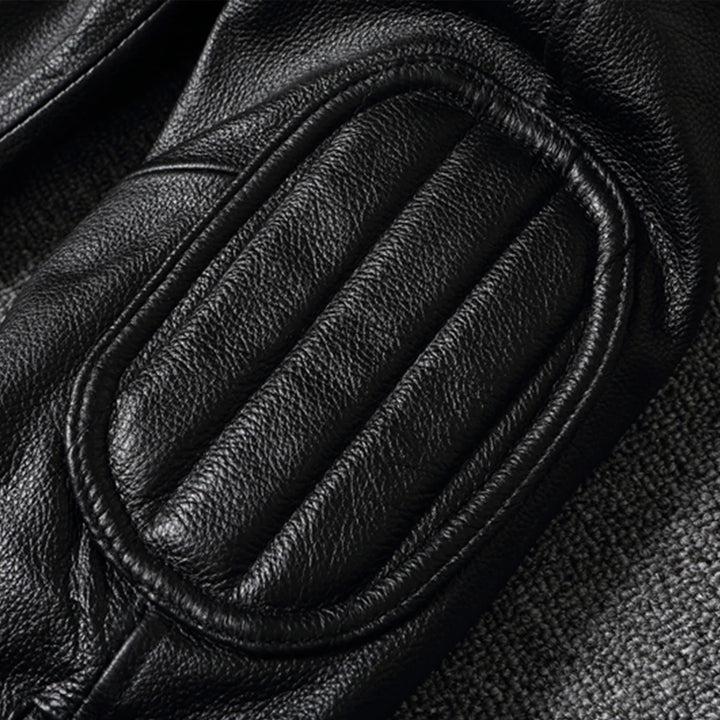 Men's 100% Cowhide Leather Jacket | Autumn/Winter | Stand Collar | Plus Size | Asian Sizing