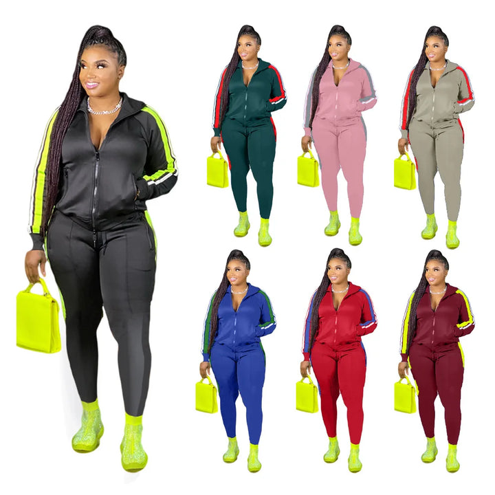 2021 Plus Size Fall Clothes for Women - 2 Piece Sweatsuit Ensemble - Wholesale Dropshipping