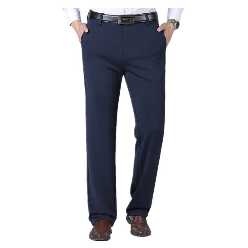 Men's Plus Size Formal Pants - Elastic Stretch, Business Suit, Black/Blue/Grey - Size 46-52