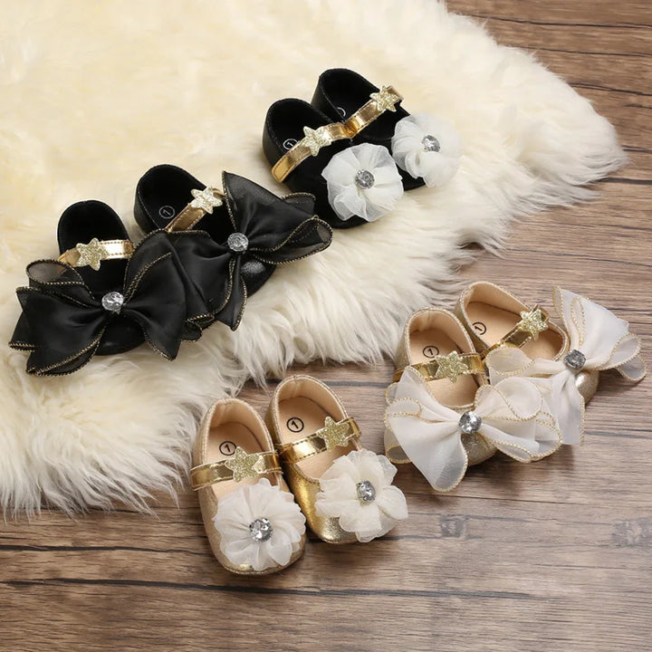 Newborn Girls Shoes Flowers Bow Baby Girl Dance Party Shoes Spring Autumn Toddler Footwear First Walkers