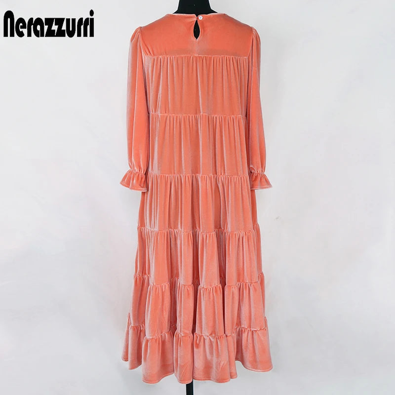 Nerazzurri Velvet Dress - Black White 3/4 Puff Sleeve