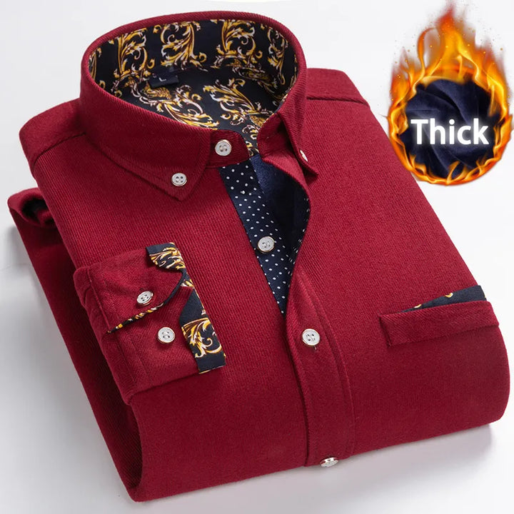 Men's Winter Warm Plaid Shirt - Plus Velvet, Long Sleeve, Sizes M-5XL
