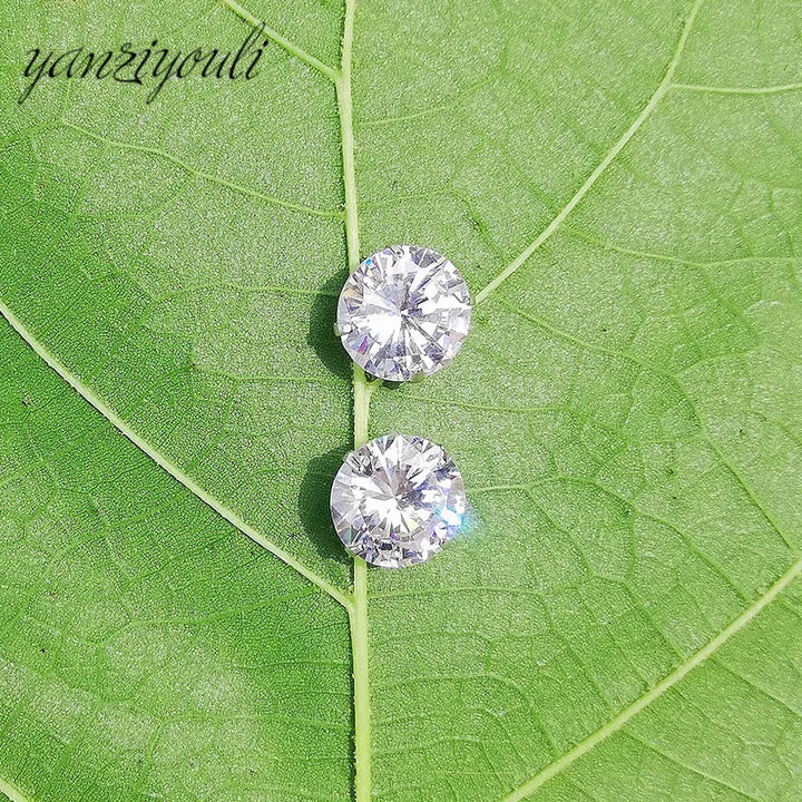 Shining Stainless Stee CZ Stud Earrings for Men 2019 Fashion Jewelry Clear Round Zircon Stone Stud Earring Women Accessories