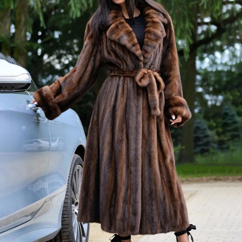 FUREALUX Mink Fur Coat - Handmade, Customizable, Warm Winter Jacket with Belt