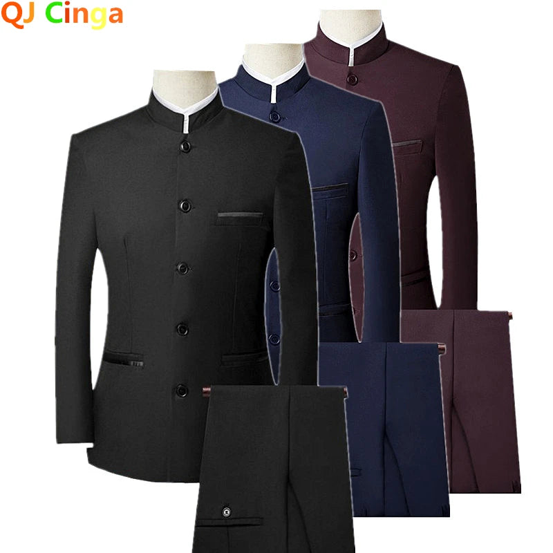 Blue Slim Fit Men's 3-Piece Suit - Spring/Autumn