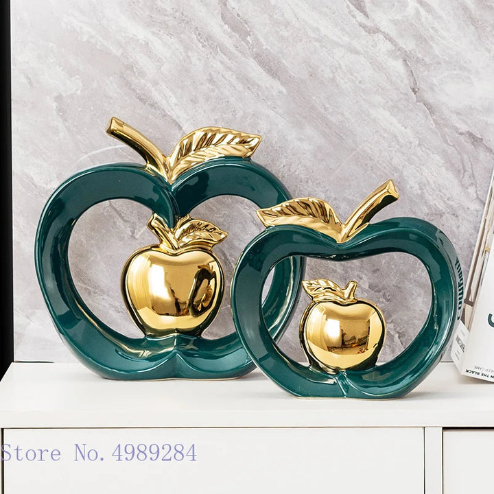 Golden Ceramic Apple Storage Jar - Home Decor