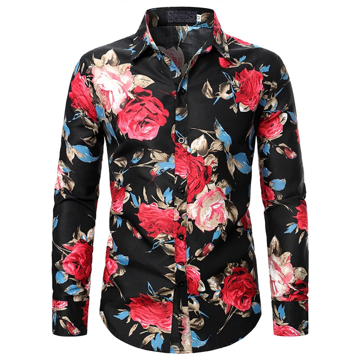 Men's Floral Print Long Sleeve Shirt
