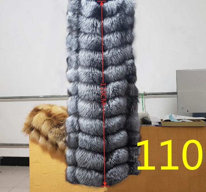 Winter Red Fox Fur Vest Female Real Extended Long  Women Red Fox Fur Waistcoat Natural Fox Fur Waistcoat Long Free Shipping