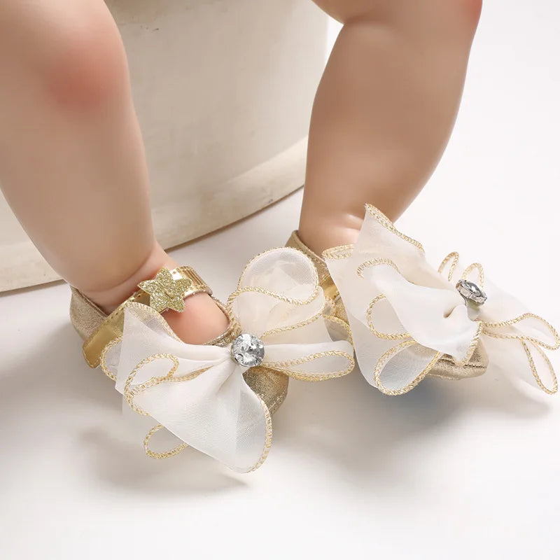 Newborn Girls Shoes Flowers Bow Baby Girl Dance Party Shoes Spring Autumn Toddler Footwear First Walkers