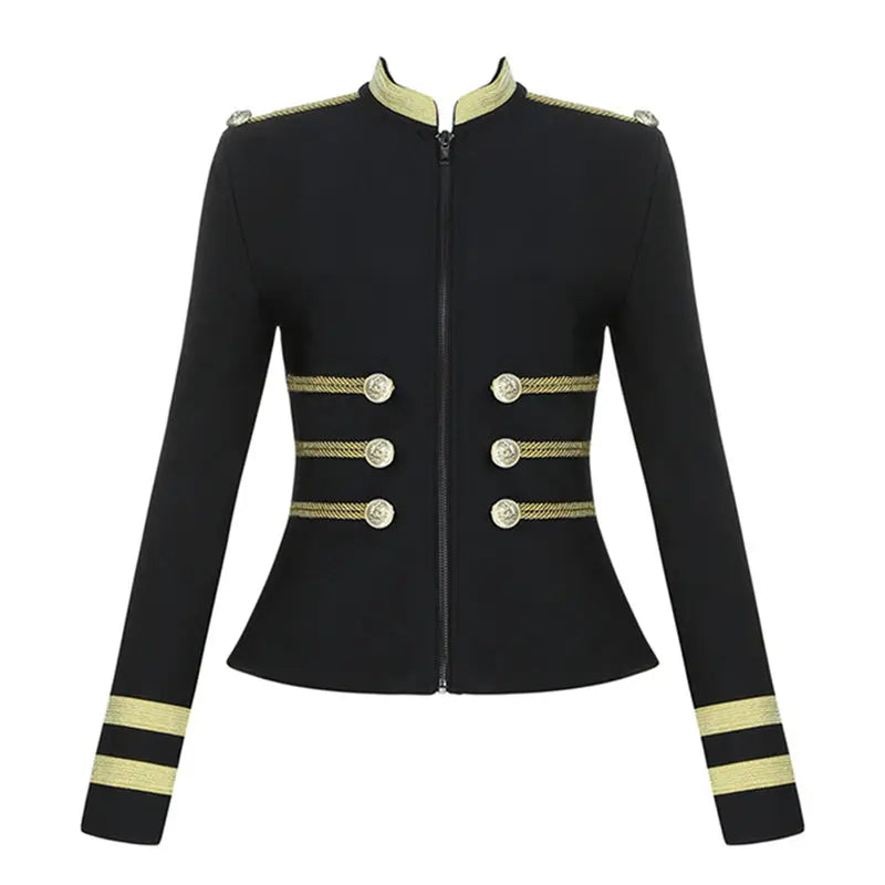 Stylish Women's Biker Jacket - British Style Zipper Blazer with Exquisite Buttons