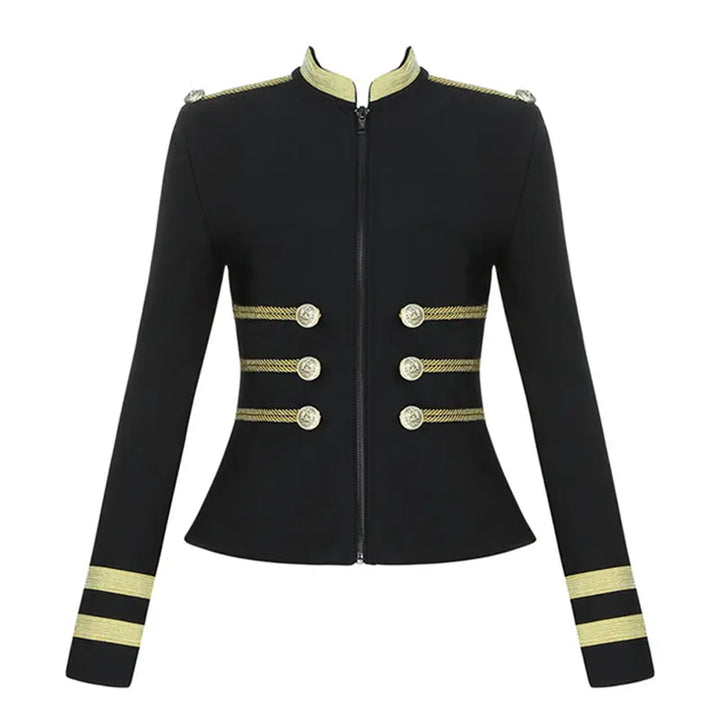 Stylish Women's Biker Jacket - British Style Zipper Blazer with Exquisite Buttons