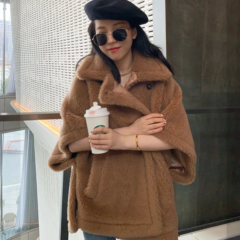 Warm Wool Coat for Women - Streetwear Fashion, Alpaca & Wool Blend, No Brand/Logo - BL3696