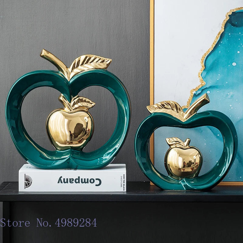 Golden Ceramic Apple Storage Jar - Home Decor