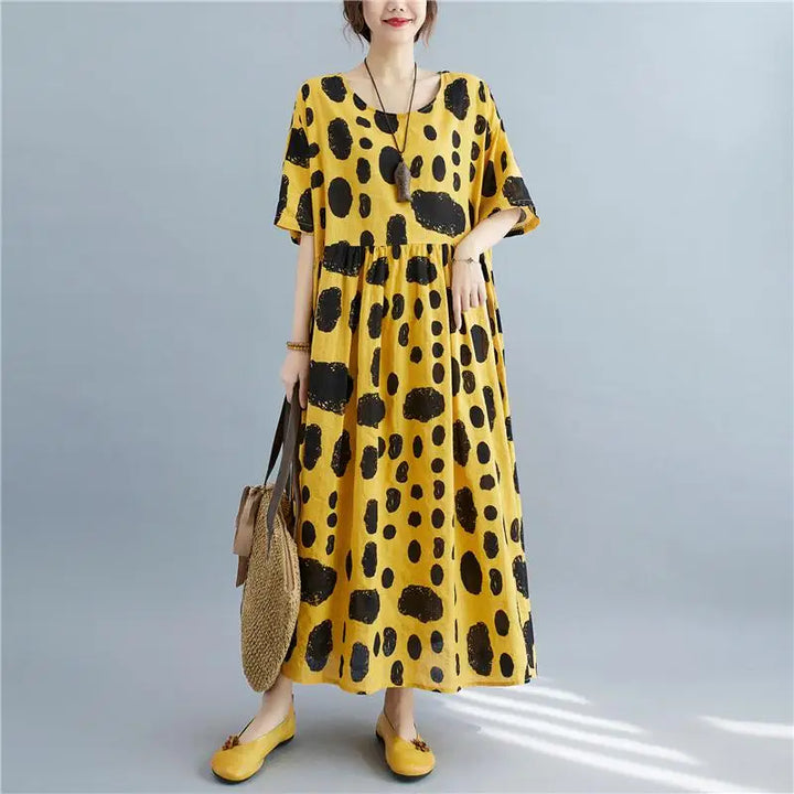 Vintage Polka Dot Dress - Loose Fit, Summer Fashion, Oversized, Free Shipping