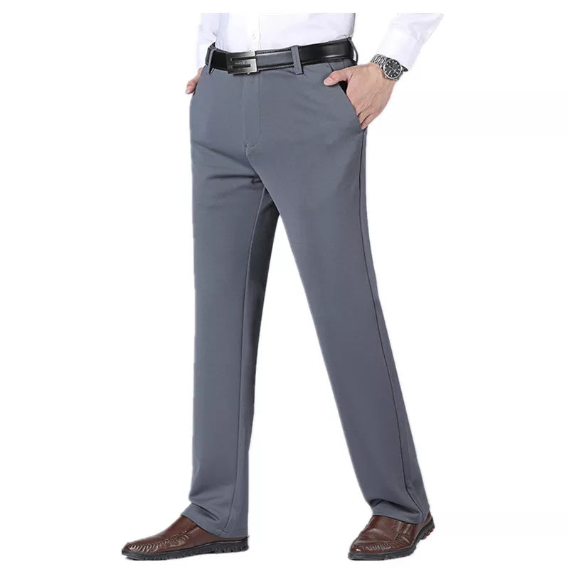 Men's Plus Size Formal Pants - Elastic Stretch, Business Suit, Black/Blue/Grey - Size 46-52