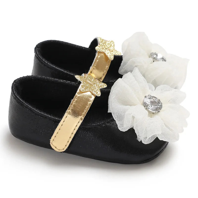 Newborn Girls Shoes Flowers Bow Baby Girl Dance Party Shoes Spring Autumn Toddler Footwear First Walkers