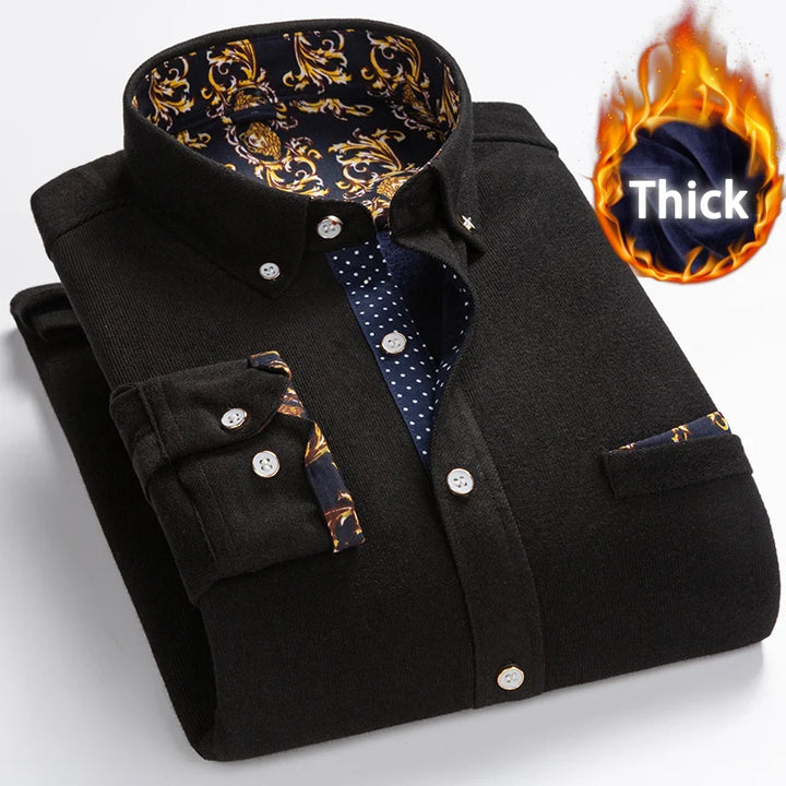 Men's Winter Warm Plaid Shirt - Plus Velvet, Long Sleeve, Sizes M-5XL