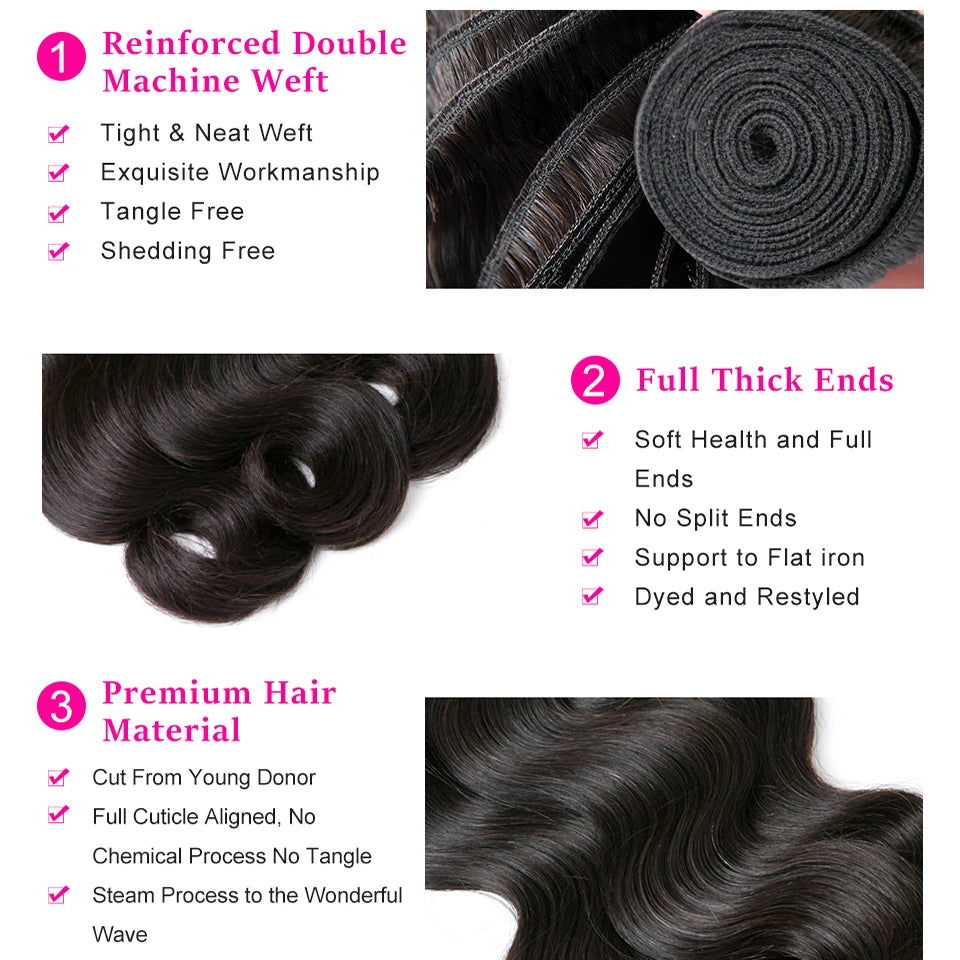 Beaufox Body Wave Bundles With Closure