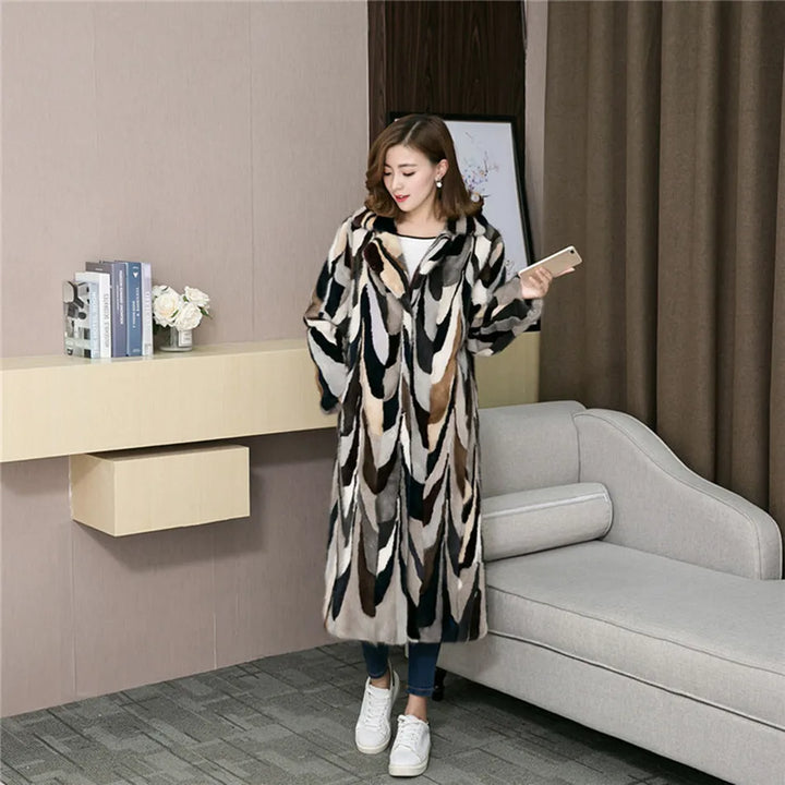 Genuine real natural mink fur coat women's fashion multi-color colorfull English collar warm winter waistcoats custom any size