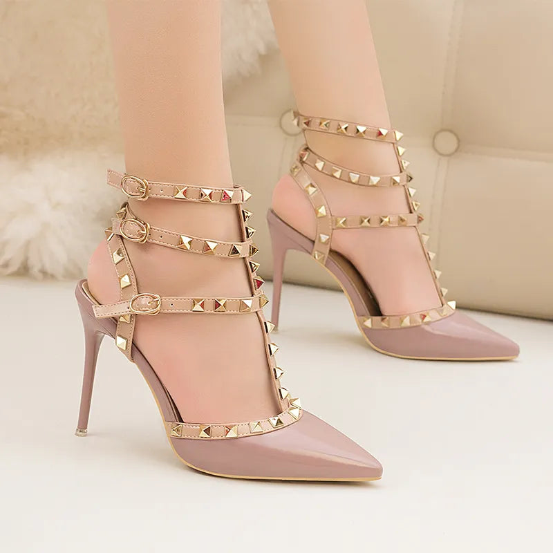 Sexy Roman Style Rivet Sandals - 10CM Stiletto Heels - Waterproof Platform - PU Material - ZWM-9616-56ZWM