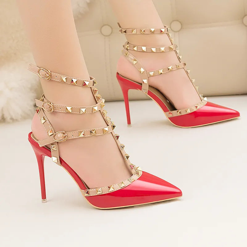 Sexy Roman Style Rivet Sandals - 10CM Stiletto Heels - Waterproof Platform - PU Material - ZWM-9616-56ZWM