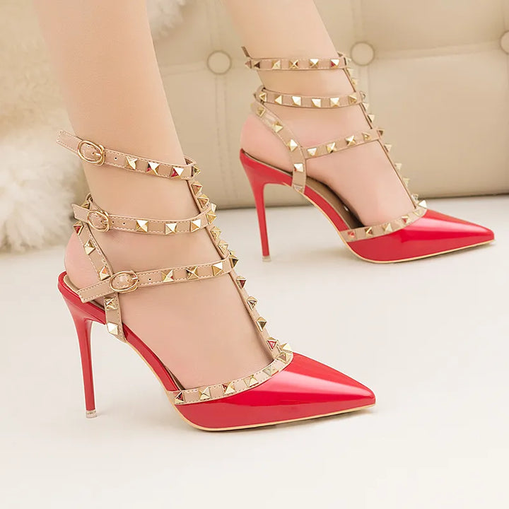 Sexy Roman Style Rivet Sandals - 10CM Stiletto Heels - Waterproof Platform - PU Material - ZWM-9616-56ZWM