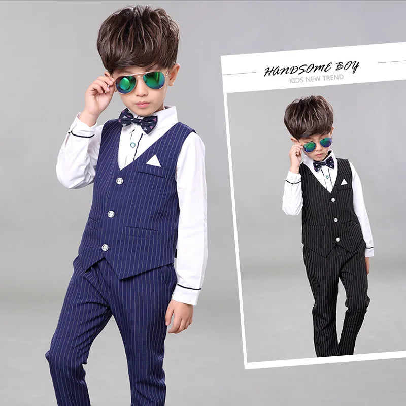 2019 Spring Autumn Children Vest Pants 2Pcs Clothing Sets Kids Formal Suits Boys Girls Gentleman Wedding Performance costume