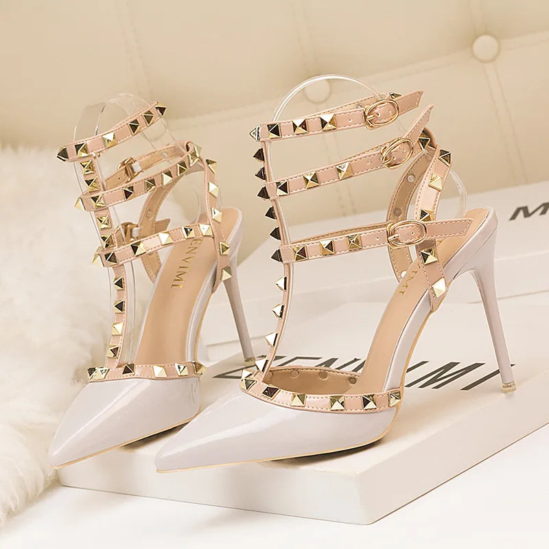 Sexy Roman Style Rivet Sandals - 10CM Stiletto Heels - Waterproof Platform - PU Material - ZWM-9616-56ZWM