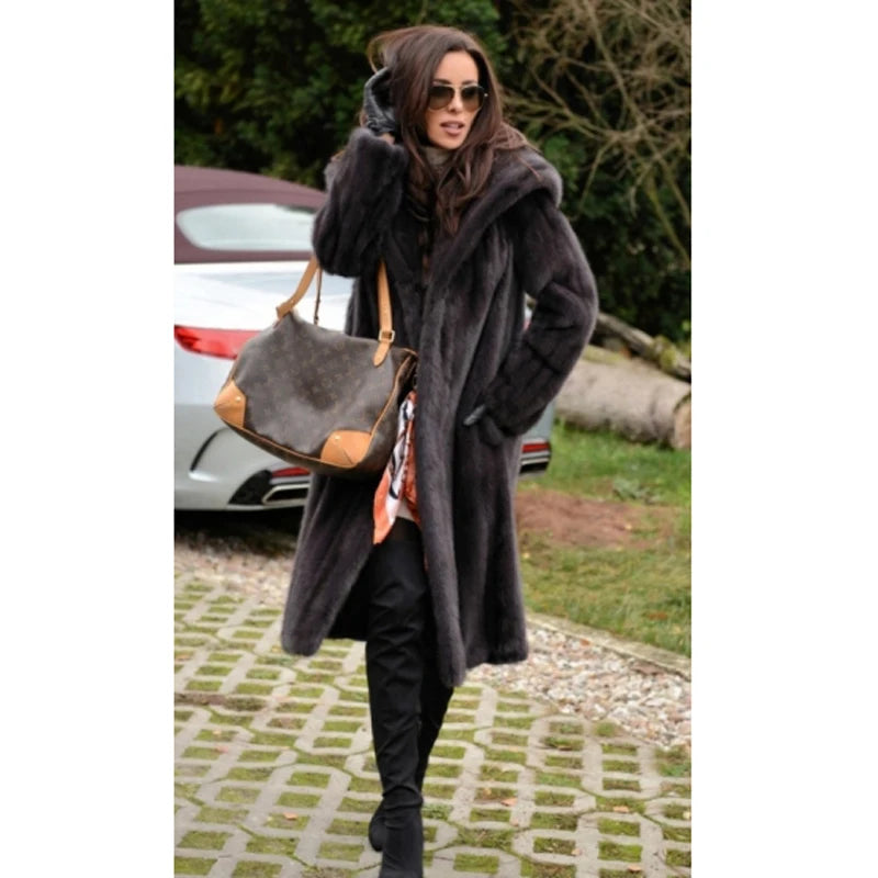Tatyana furclub Mink Fur Coat Winter Jacket For Women Fashion Outwear Thick Warm Long Parkas Coat With Hood 100% Real Mink Parka