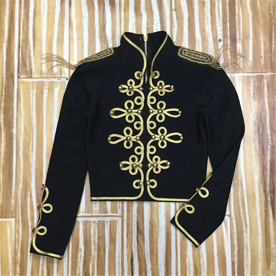 2023 Bandage Zip Jacket for Women | Embroidered Outerwear Coat