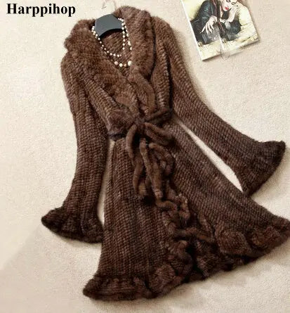 2019 Slim Long Style Mink Fur Coat