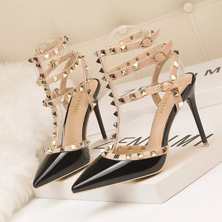 Sexy Roman Style Rivet Sandals - 10CM Stiletto Heels - Waterproof Platform - PU Material - ZWM-9616-56ZWM