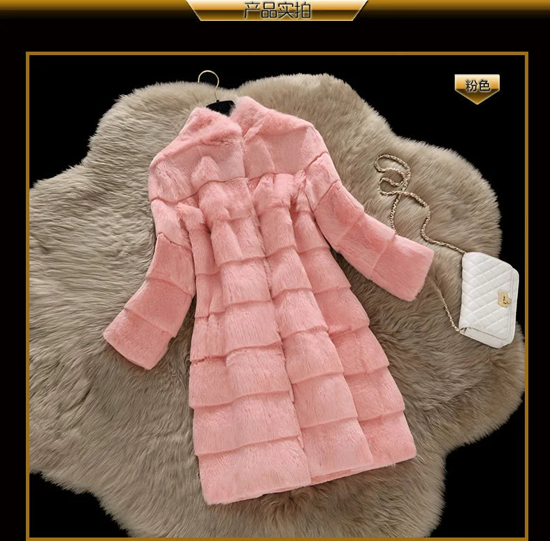 Luxurious Genuine Rabbit Fur Coat - Customizable Sizes