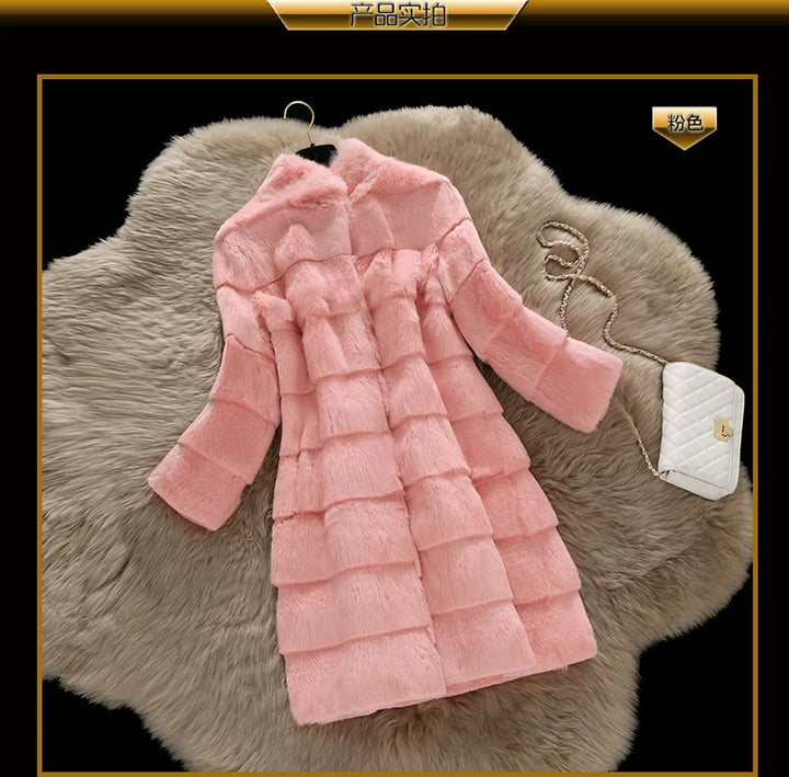 Luxurious Genuine Rabbit Fur Coat - Customizable Sizes