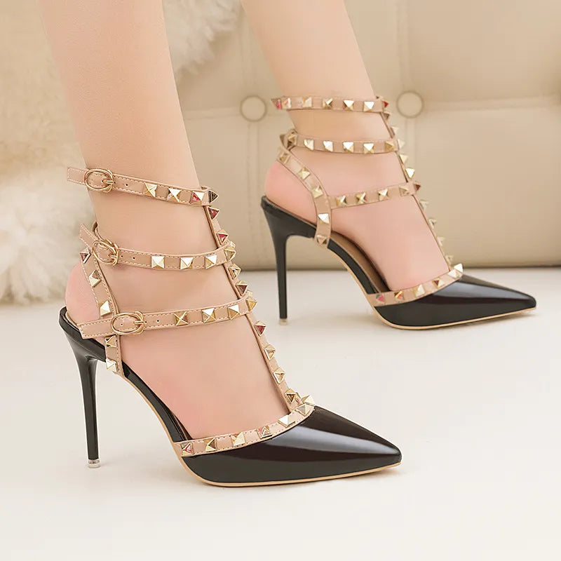 Sexy Roman Style Rivet Sandals - 10CM Stiletto Heels - Waterproof Platform - PU Material - ZWM-9616-56ZWM