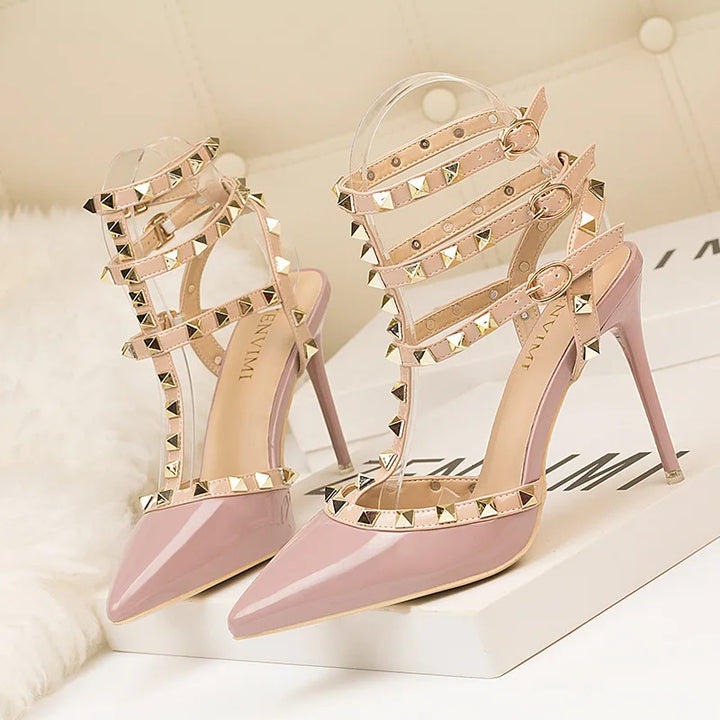 Sexy Roman Style Rivet Sandals - 10CM Stiletto Heels - Waterproof Platform - PU Material - ZWM-9616-56ZWM