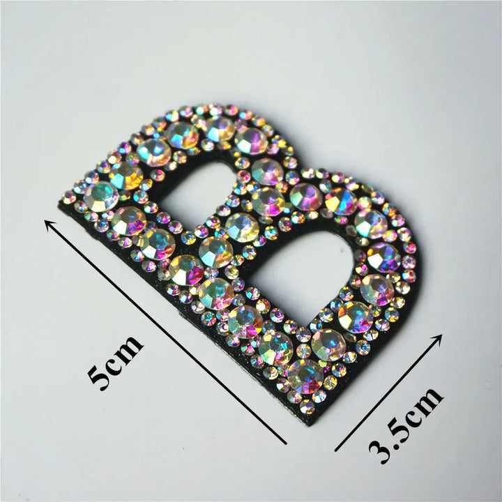 26 Letters Rhinestones Alphabet ABC Sew Iron On Patches Rainbow Shining Badges For Name DIY Dress Jeans Appliques Decoration