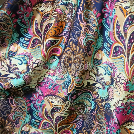 Vintage Flowers Spandex Satin Fabric