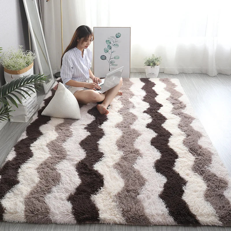 White Fluffy Hall Carpet Modern Living Room Bedroom Home Decor Large Mats Thickened Non-Slip Girl Children's Room Pink Furry Rug