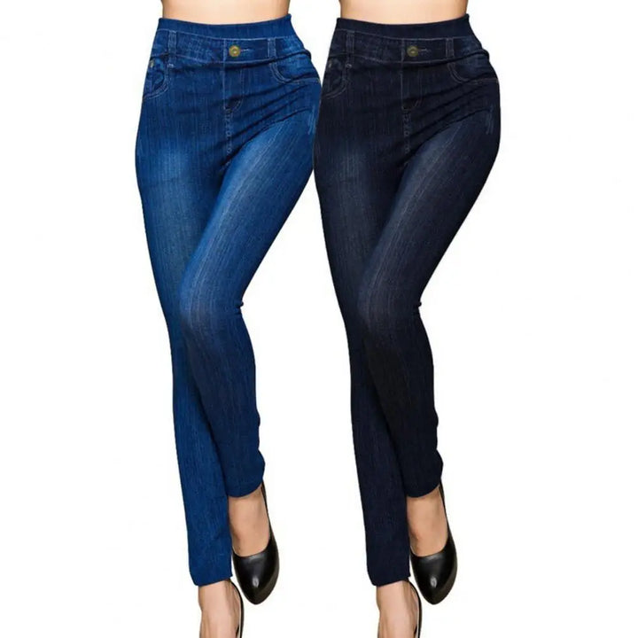 High Waist Skinny Jeans with Pockets - Women's Casual Stretch Pants