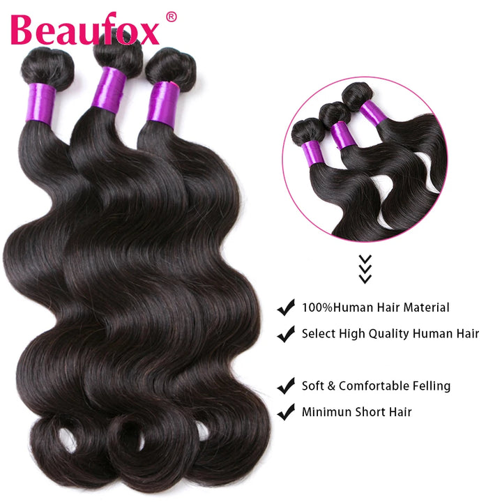 Beaufox Body Wave Bundles With Closure