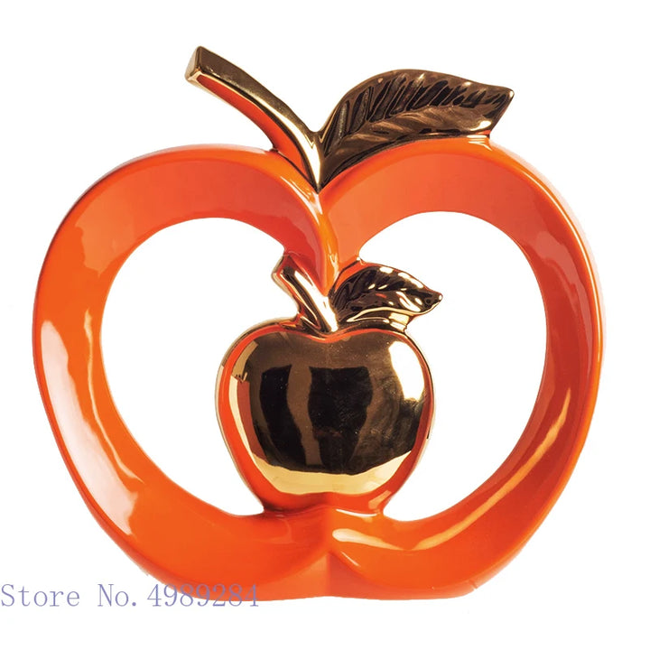 Golden Ceramic Apple Storage Jar - Home Decor