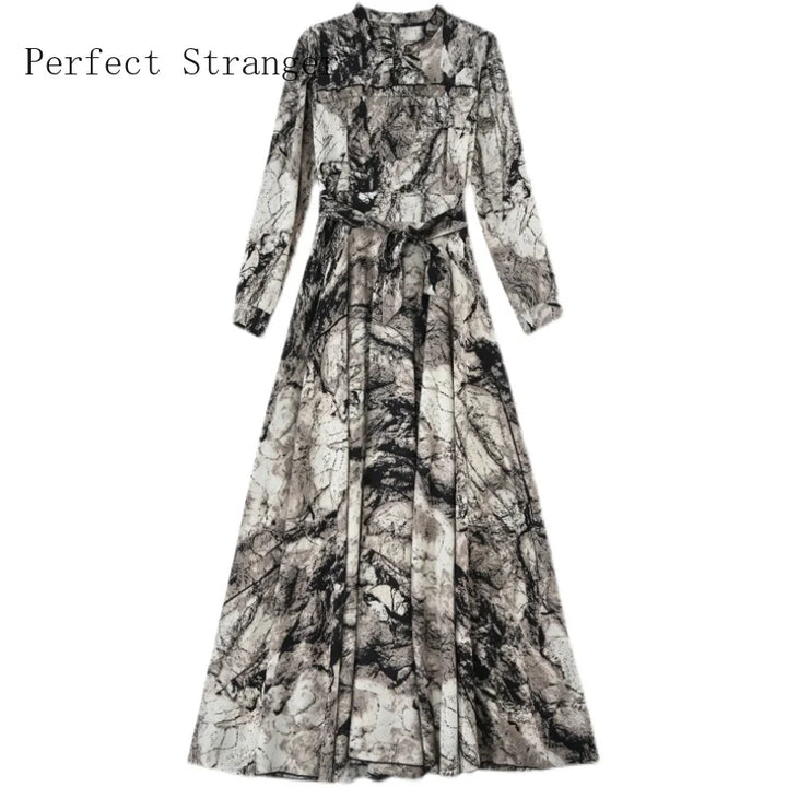 Get Ready for Fall with Our Korean Floral Print Long Dress - Limited Time Offer!